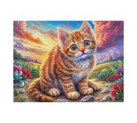Flower Bush Tabby Cat 500 Piece Jigsaw Puzzle Pack Leaf Bloom Grass Teens Beginners Cognitive Development Puzzle Fans Group Play High-grade Rigid Cardboard 500 PCS