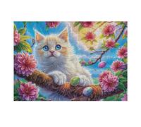 Flower Bush White Cat 300 Piece Complete Jigsaw Puzzle Set Cute Pets Warm The Heart Teens Beginners Educational Challenge Puzzle Fans Group Play Anniversary Cardboard 300 PCS