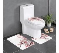 Flower Butterfly Bathroom Rugs Sets 3 Piece, Non-Slip Flannel Bath Mats for Bathroom, Washable Bath Carpet, Absorbent Bathroom Mats with Toilet Rug