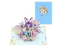 Flower & Butterfly Blue 3D Pop Up Greeting Card