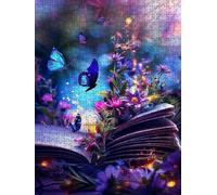 Flower Butterfly Books Jigsaw Puzzles for Adults 1000, 1000 Piece Jigsaw Puzzles, Classic Educational Jigsaws, Impossible de Assemble Handmade, Challenging Puzzle, Fun Family Activities FNKL0-504