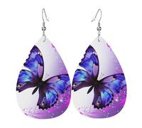 flower butterfly earrings for women teardrop leather earrings double sided dangle earrings lightweight women ear accessories jewelry fashion birthday gift