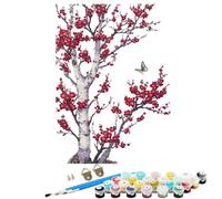Flower Butterfly Paint by Numbers for Adults With Frame, Paint by Numbers, Easy Diy Oil Painting Kits on Canvas with Brushes, Hobbies for Women, Painting for Home Wall Decor Gifts 16x22 in BJHDK703