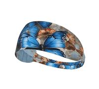 Flower Butterfly Print Non-Slip Elastic Running Headband, Sweat Absorbing Stretchy Hair Bands For Gym Yoga, Soft Skin-Friendly Foldable Workout Headband