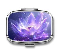 Flower Butterfly Purple Natural Travel Pill Organizer 2 Compartments Pill Case Pill Box Containers for Purse Pocket