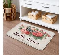 Flower Butterfly Quick Dry Bath Mat, Vintage Floral Absorbent Non Slip Shower Mat, Spring Decorative Flannel Washable Bath Rugs for Bathroom Toilet Restroom 16x24 Inch