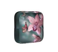 Flower Butterfly Soft Fresh Spring Print Sanitary Napkin Storage Bag, Portable Holder for Pads, Period Pouch for Teen Girls, Reusable Sanitary Bag
