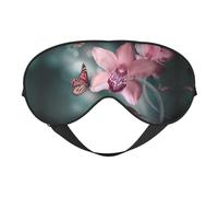 Flower Butterfly Soft Fresh Spring Print Sleep Mask Silk Eye Cover Soft Satin Blindfold Elastic Strap Night Eyeshade Travel Nap for Women Men
