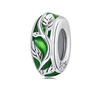 Flower Butterfly Stoppers Beads 1PCS Genuine 925 Sterling Silver Safety Chain Spacer Bead for Pandora Bracelet Charms (Vine Green)