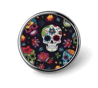 Flower Cactus Sugar Skull Lapel Pin Exquisite Fashion Brooches Personalized Button Badge Novelty Unique Cute Button Pins Round Badge Pin Metal Brooch Pins for Backpack Bags Jacket