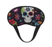 Flower Cactus Sugar Skull Sleep Mask for Side Sleeper, Blackout Sleep Eye Mask Comfortable Blindfold Eyeshade Soft Breathable Sleeping Mask with Elastic Strap Silk Eye Covers for Travel