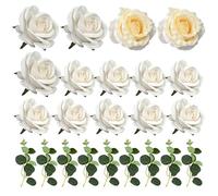 Flower Cake Toppers Boho Cake Toppers Artificial White Rose Eucalyptus Cake Decorations for Girl Women Birthday Baby Shower Wedding Valentine's Day Celebration Boho Party Supplies (Style 7)