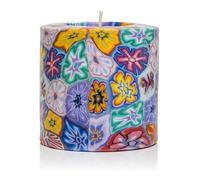 Flower Candles; Colourful Pillar Candles with Flower Pattern; fair Trade Ethical Swazi Candles; Decorative Aesthetic Candles; Table Decor (18cm Pillar Candle)