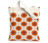 Flower Canvas Tote Bag for Women, Spring Floral Dot Petal Spring Orange Washable Reusable Aesthetic Tote Bags Ideas for Family Friends Colleagues Reading Loves 13x15 Inch