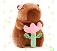 Flower Capybara Plush,Cute Capibara Plushies Toy,Kawaii Soft Stuffed Animal Capybara,Stuffed Toys Gifts for Christmas Birthday Party Girls Kids Adults