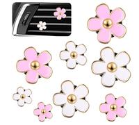 Flower Car Air Freshener Vent Clips, 8 PCS Cute Daisy Flower Car Accessories for Women, Alloy Air Vent Clips with Fragrance Pads Decorations Interior Aesthetic (white,pink, one size)