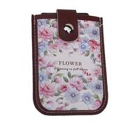 Flower Card Organiser Leather Cards Wallet Water Resistant Storage Case for Students Women Workers Pull Out Sleeve