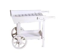 Flower Cart Display Stand with Wheels Double-layer Solid Wood Trolley Wedding Candy Cart for Candy Dessert Market Booth, Party Display, Coffee Barr & Event Decor