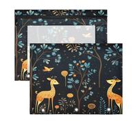 Flower Cartoon Art Giraffes 3 Ring Binder Clear Binders Pencil Pouches Bags Case(2 Pack)