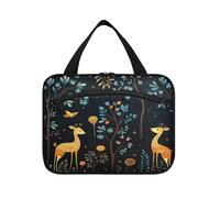 Flower Cartoon Art Giraffes Hanging Travel Toiletry Cosmetic Makeup Bag Large Capacity Foldable Storage Wash Bags for Women Girls Bathroom