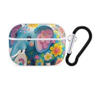 Flower Cartoon Elephant AirPod Pro Case, Anti Scratch Hard PC Cover with Keychain, AirPod Pro 2nd/1st Case Accessories for Women Men, White-Style