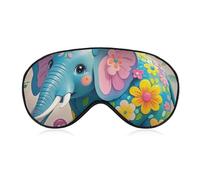 Flower Cartoon Elephant Eye Mask for Women & Men, Breathable & Adjustable Eye Cover, Ultra Soft Sleep Mask, Lightweight Travel Blindfold for Airplane, Nap, Night Sleeping