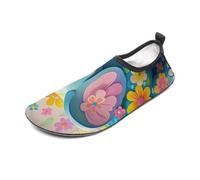 Flower Cartoon Elephant Water Shoes for Men Women, Lightweight Stretch Swim Shoes with Anti-Slip Rubber Sole, Quick-Dry Aqua Socks for Pool, Beach, Surfing, Style, 12 Women/12 Men