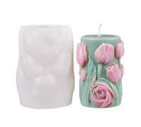Flower Carved Cylinder Silicone Molds Easy Demolding for Epoxy Resin Soap Multipurpose Silicone Floral Molds