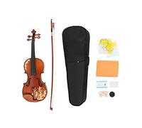 Flower Carved Violin Set, Wooden Artistic Flower Carving Violin Set with Bow Strings Rosin Wipe Bridge Case