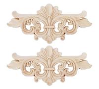 Flower Carved Wood Onlay Applique 2 Pack Long Carving Decal for Furniture Doors Cabinets Sizes A 16 x 7.5 cm B 22 x 10 cm (22 * 10CM)