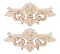 Flower Carved Wood Onlay Applique 2 Pack Long Carving Decal for Furniture Doors Cabinets Sizes A 16 x 7.5 cm B 22 x 10 cm (16 * 7.5CM)