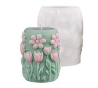Flower Carving Cylinder Silicone Mold for Epoxy Resin Soap Easy Removal Multipurpose Flower Shape Cylinder Soap Chocolate Mold Baking Fondant Decoration