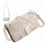 Flower Case for Huawei Mate80/80 Pro, Magnetic Cover with Crossbody Strap, Zipper Pocket Handbag for Huawei Mate80/80 Pro-Grey