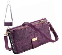 Flower Case for Huawei Mate80/80 Pro, Magnetic Cover with Crossbody Strap, Zipper Pocket Handbag for Huawei Mate80/80 Pro-Purple