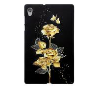 Flower Case for Lenovo Tab M10 HD 2nd Gen (TB-X306F/TB-X306X) 10.1",Soft TPU Reinforced Corner Slim Shockproof Tablet Black Cover Golden Roses Design [Not for M10 HD 1st Gen TB-X505F]
