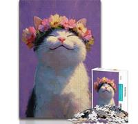 Flower Cat 1000 Piece Jigsaw Puzzles for Adults Gifts,Help The Brain Exercise Addictive Toys to Cultivate Patience Suitable for Couples (75x50cm)