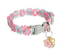 Flower Cat Collar - Lace Embroidery Cute Soft Neckwear, Adjustable Floral Design, Polyester Mesh + Metal Bell, High Density Thread Textiles, Kitten Accessories For Daily Wear & Spring Gardens
