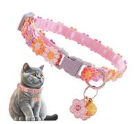 Flower Cat collar - Lasting Wear Cotton Breakaway Cat Collar | Polyester cattt Collarr with Bell Floral Pattern | Pet Supplies Neck Decor for Indoor Cats Puppies