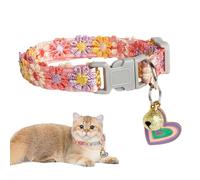Flower Cat Collar | Soft Cute Lace Embroidery Band with Bell Adjustable | Lace Cat Collar | Daily Use Home Yard Camping Indoor Spring Garden Travel