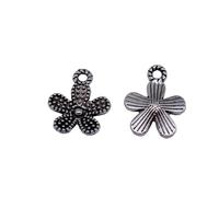 Flower Charms For Scrapbook Ornaments, 14x11mm, Antique Silver Color, 40 Pieces