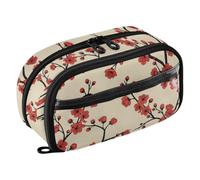 Flower Cherry Blossom Beige Large Capacity Waterproof Pencil Pouch for Boys