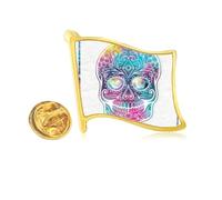 Flower Cirrus Colorful l Illustration Golden Metal Flag Lapel Pin Badge