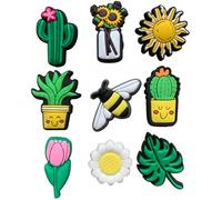 Flower Clog Charms Nature Shoe Charms 9 Pack Accessory Bee Sun Sunflower Leaf Tulip Daisy Floral Decorations Cute Colorful Summer Spring