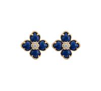 Flower Clover Lapis Lazuli Stud Earrings Gold Latelita Blue One Size