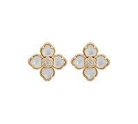 Flower Clover Mother Of Pearl Stud Earrings Gold Latelita White One Size