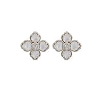 Flower Clover Mother Of Pearl Stud Earrings Silver Latelita White One Size