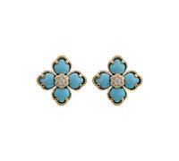 Flower Clover Turquoise Stud Earrings Gold Latelita Blue One Size
