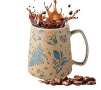 Flower Coffee Mug, Breakfast Milk Cup, Hand Painted Ceramic Drinkware, Large Capacity Design, Hot and Cold Beverage Use, Home Office Living Room, 5.12 Inches Multicolor 1 Piece