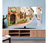 Flower Colored Printing TV Dust Cover For Wall-mounted Curved Screens,Polyester Fabric TV Protective Cover(Size:75IN(W175xH100CM),Color:A2)