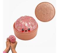 Flower Confetti Dumpling Giant Glitter Dumpling Squishy Sakura Dumpling Squishy with Steamer, Pink Petals Inside Stress Relief Toy, Kawaii Bun Squeeze Ball, Sensory Fidget for Office Desk (1 PC)